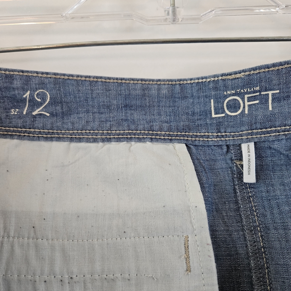 LOFT Denim Blue Mini Skirt with Button Accents - Picture 6 of 11